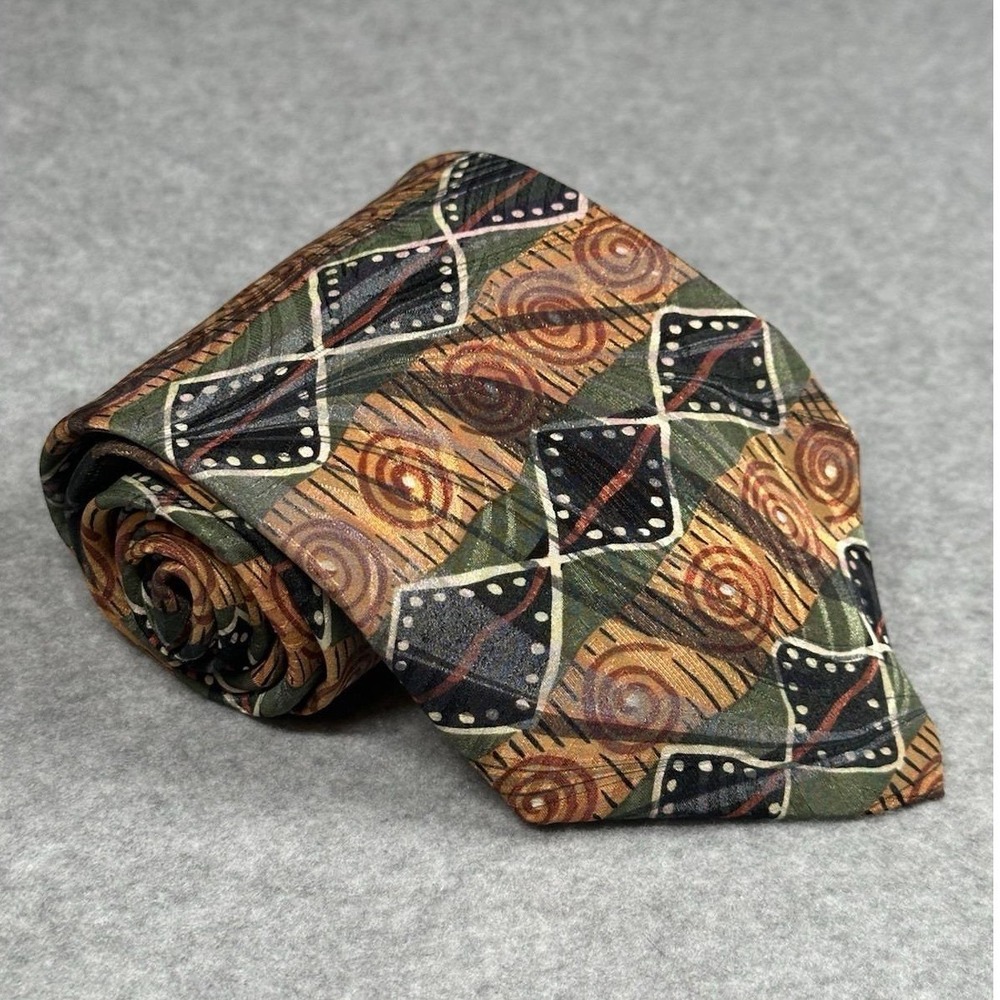 Vintage Gail MacKenzie Hand Marbled Silk Tie Abstract USA 56x3.75in